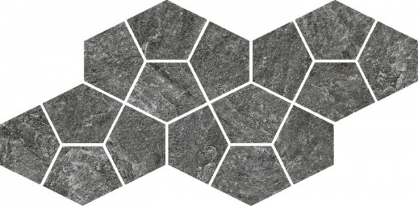 Керамогранит  / Италон / Italon / Magma / Магма/ Мозаика Графит Призм 41,3x20,5  / Graphite Mosaico Prism 41,3x20,5